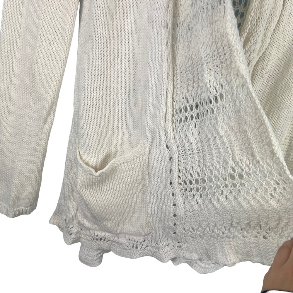 Anthropologie Angel of the North Wool Open Front Knit Cardigan Ivory Size Small - Picture 5 of 10
